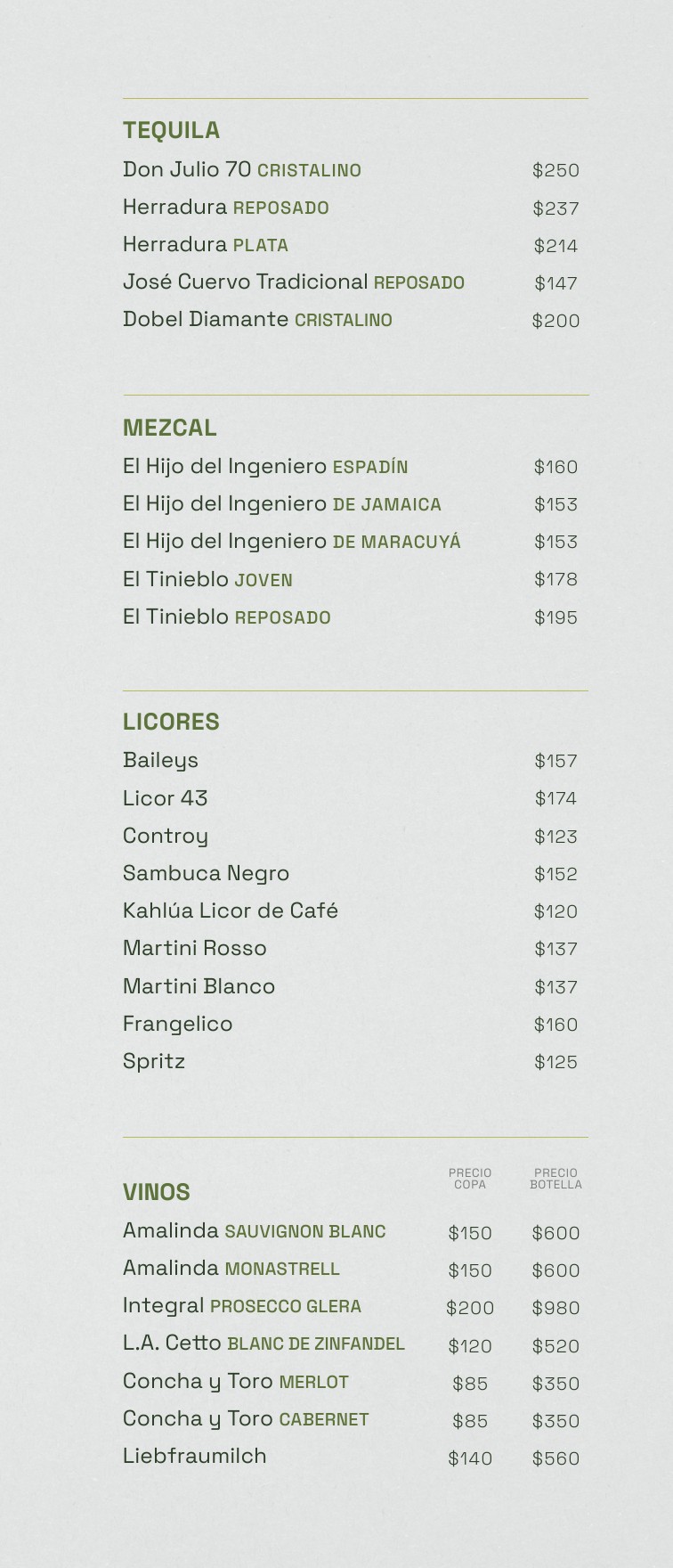 Menú Bebidas y Postres Sensei página 5