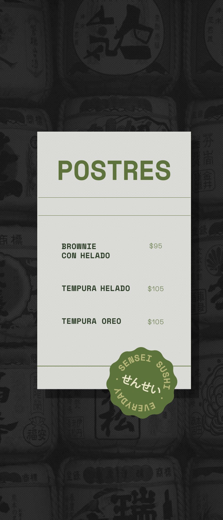 Menú Bebidas y Postres Sensei página 7