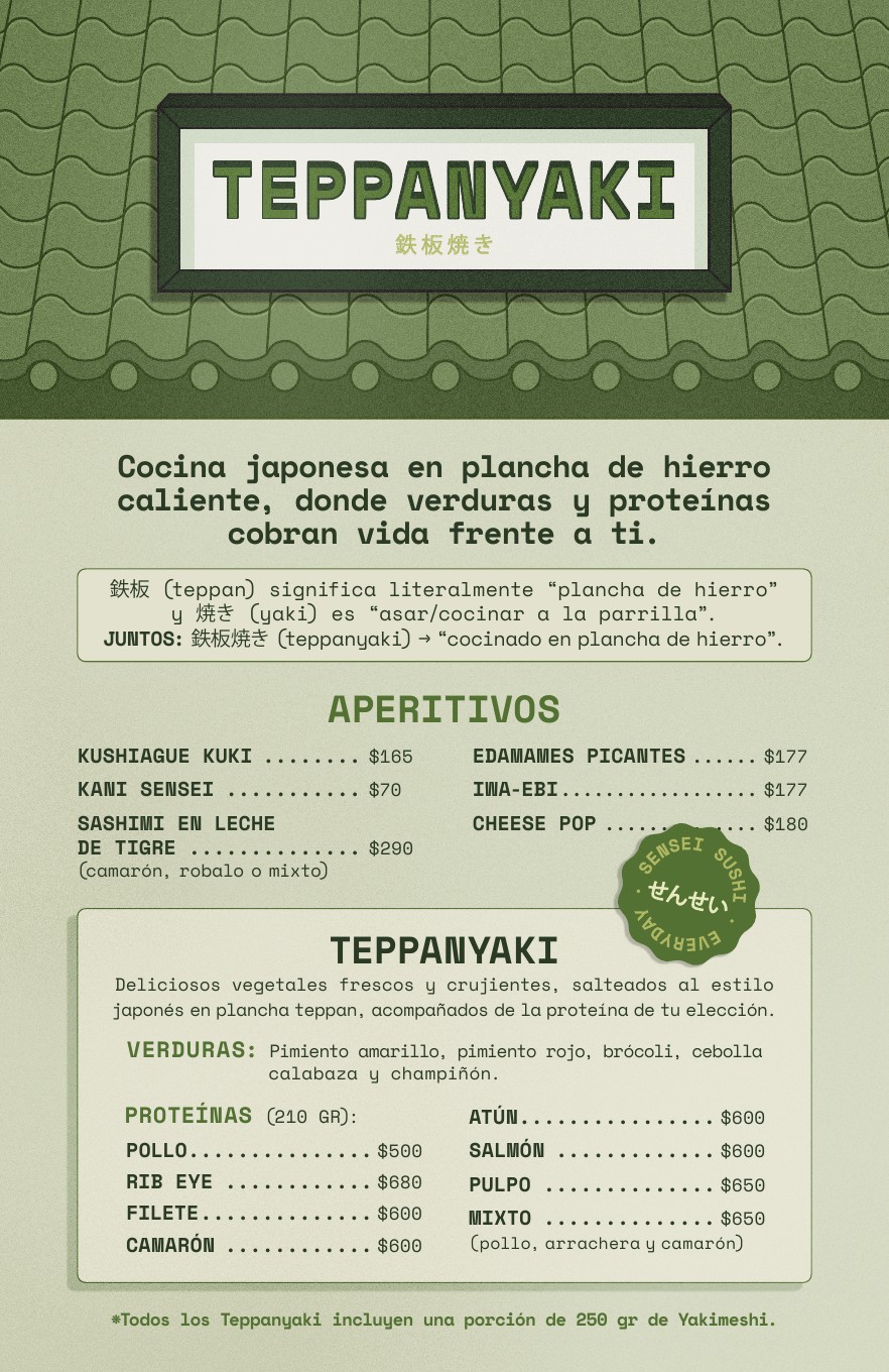 Menú Teppanyaki Sensei página 1